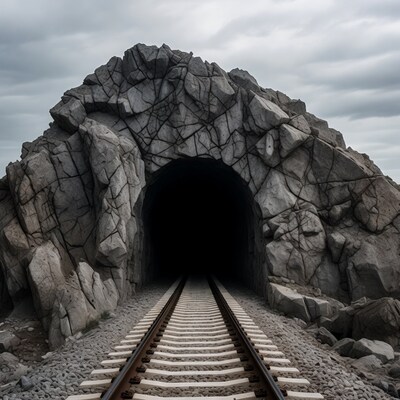 Rocky Train Tunnel Entrance