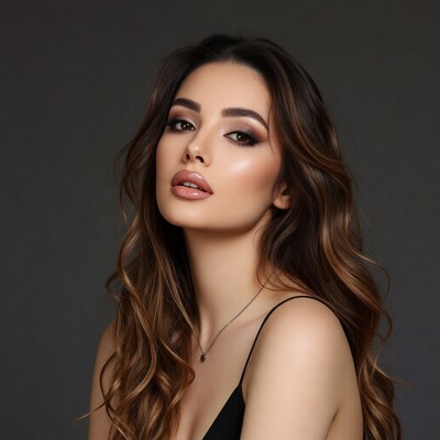 Beautiful woman with wavy brown hair