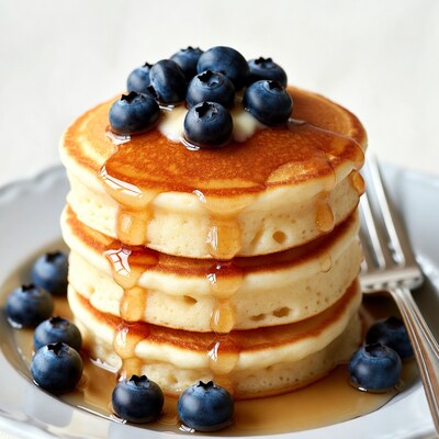 Blueberry Pancakes with Maple Syrup