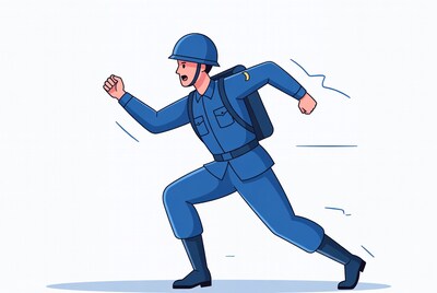 Soldier running with backpack illustration