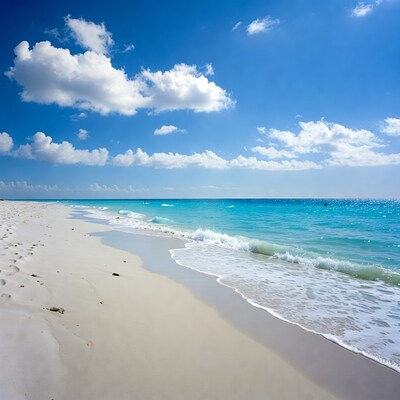 Tropical beach with turquoise ocean waves