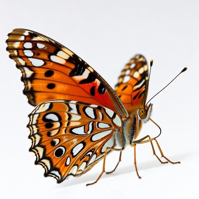 Orange Morpho Butterfly on White Background