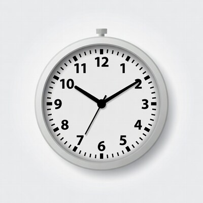 White Analog Clock at 12:00