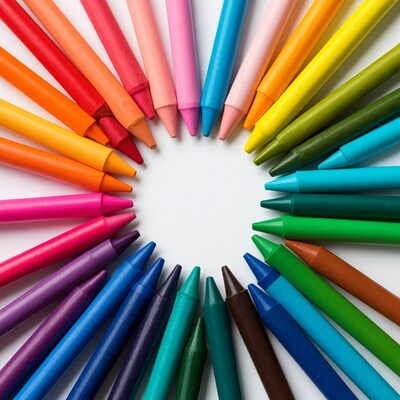 Colorful Crayons Arranged in Circle