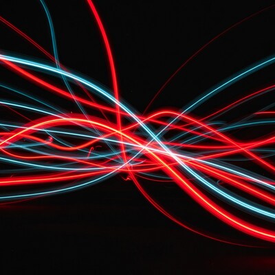 Red Blue Light Trails on Black