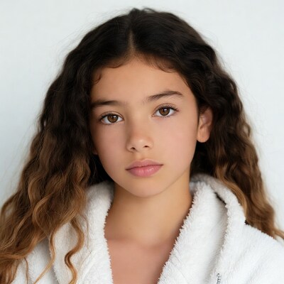 Girl in white bathrobe closeup