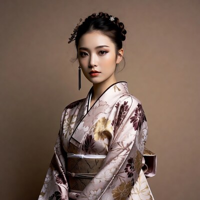 Asian woman in pink kimono