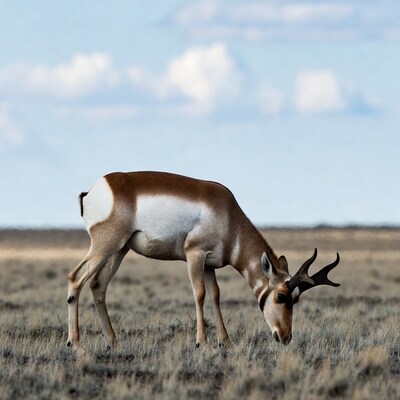 Pronghorn antelope grazing in grassland
