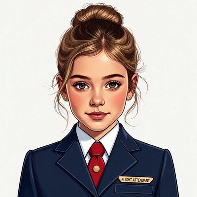 Young woman flight attendant illustration