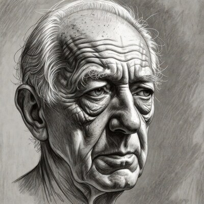 Elderly man portrait drawing