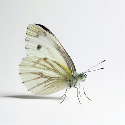 White butterfly on white background