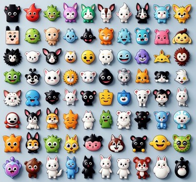 Colorful Kawaii Animal 3D Magnets Grid
