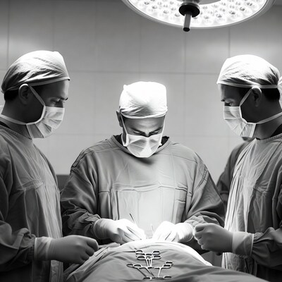 Surgeons performing surgery in operating room