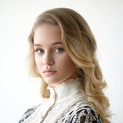 Young woman in lace blouse portrait