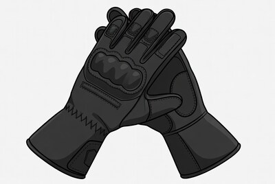 Clasped black motorcycle gloves illustration