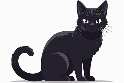 Black cat sitting illustration