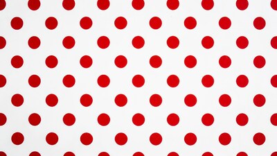 Red polka dots on white background