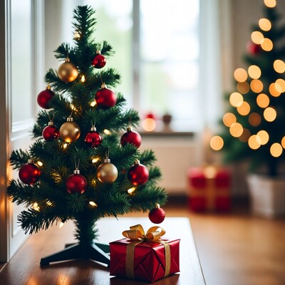 Small Christmas tree with red gift