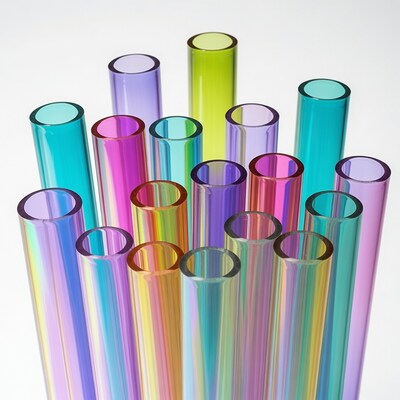Colorful Straws on White Background