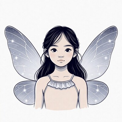 Asian girl with fairy wings