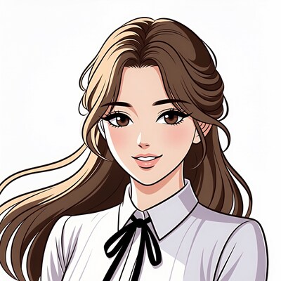 Anime girl with brown hair and bowtie
