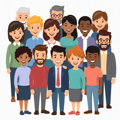 Diverse group smiling illustration
