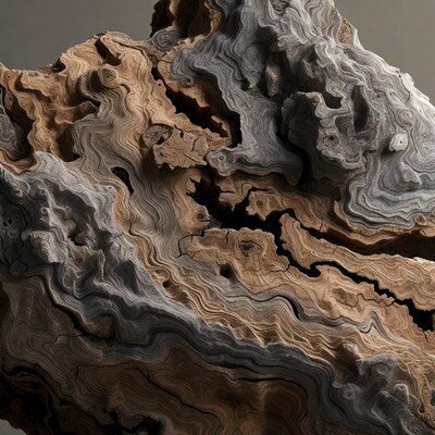 Detailed textured driftwood closeup