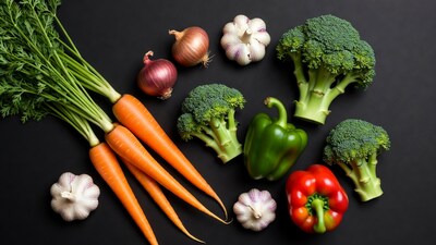 Fresh vegetables on black background