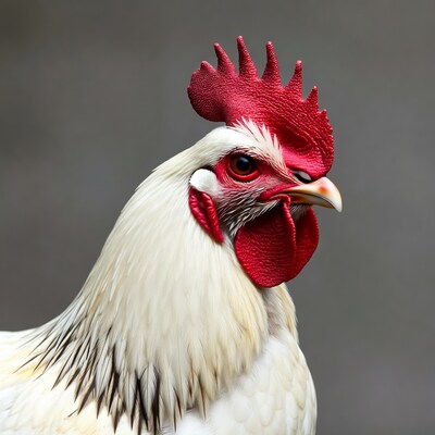 White rooster with red comb