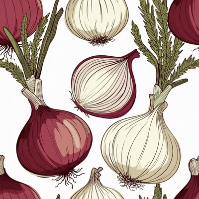 Red and White Onions Illustration