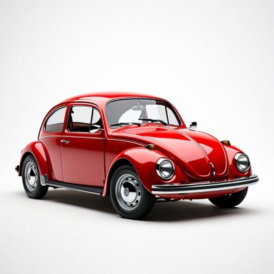 Red Volkswagen Beetle on white background