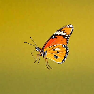 Orange Butterfly on Yellow Background