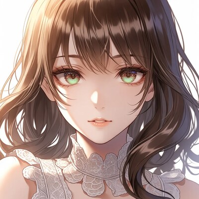 Anime girl with green eyes