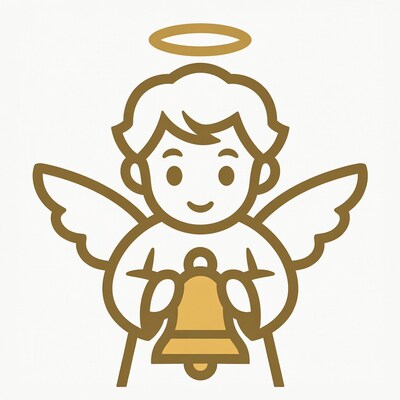 Cartoon angel holding bell