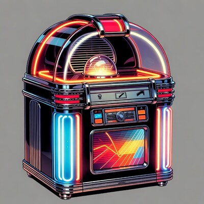 Neon Retro Jukebox Illustration
