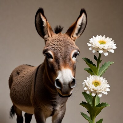 Donkey with white daisies
