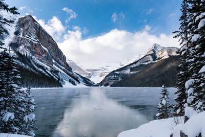 Frozen Lake Moraine Winter Landscape
