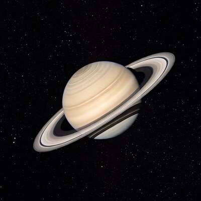 Saturn with rings in space