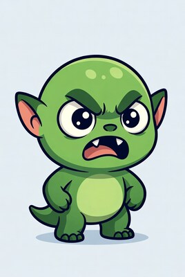Angry green goblin illustration