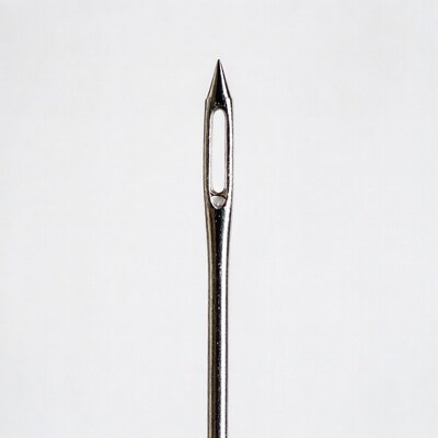 Silver sewing needle isolated