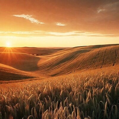 Golden Wheat Fields at Sunset