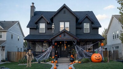 Halloween decorated black house