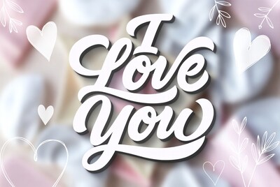 I Love You Text with Hearts