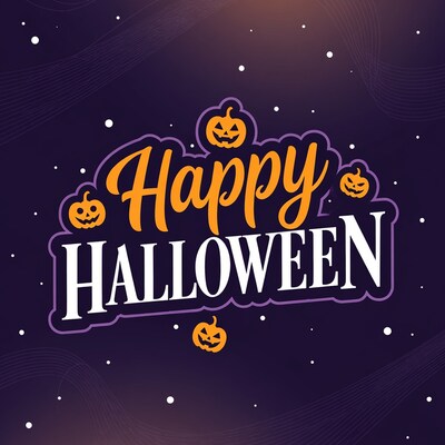 Happy Halloween illustration with pumpkins