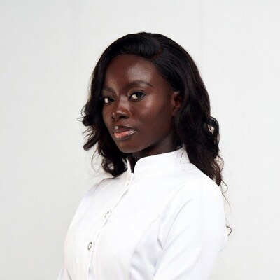 African-American woman in white blouse