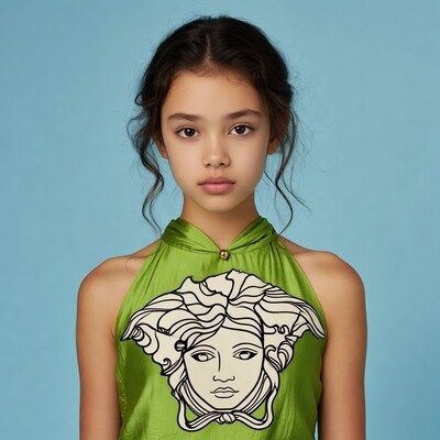 Asian girl in Versace Medusa top