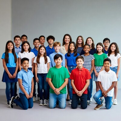 Diverse elementary class with teacher