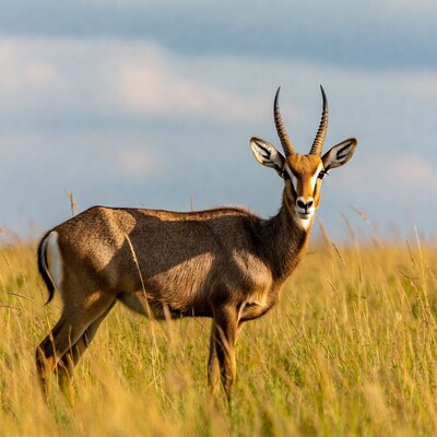 Impala standing in golden grass