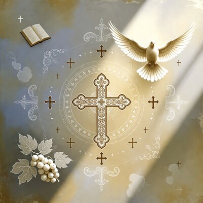 Christian Dove Cross Bible Grapes