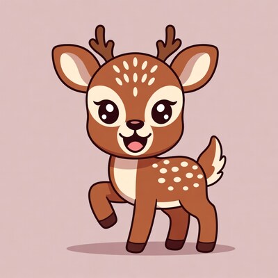 Cute cartoon deer smiling